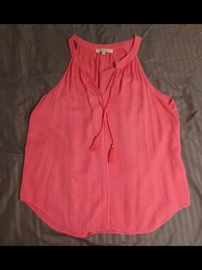 Rose & Olive Pink Tassel Sleevless Top